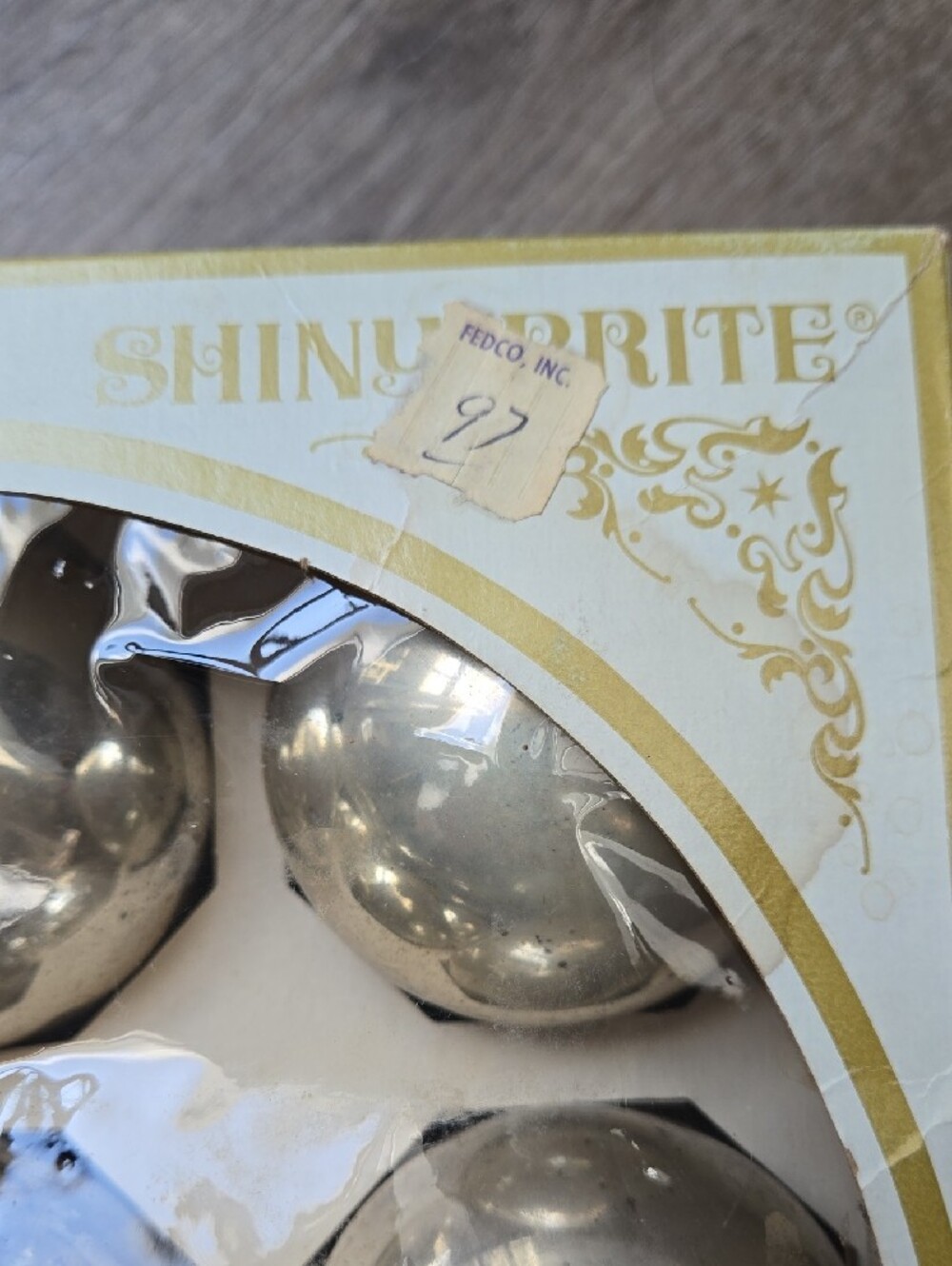 Vintage Shiny Brite Silver Glass Christmas Ornaments 1950's - Picture 2 of 10